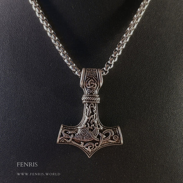 Thors hammer choker silver