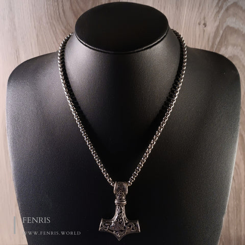 Thors hammer choker silver