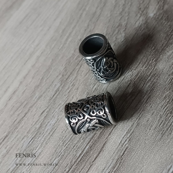 Silver beard braid beads celtic knot