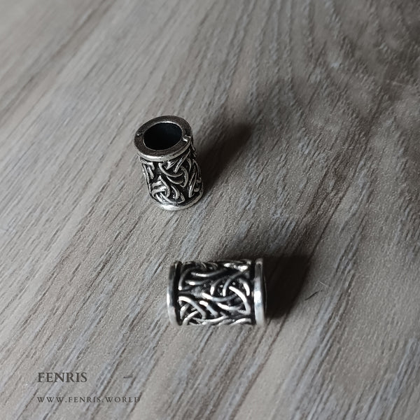 Silver beard braid beads celtic knots