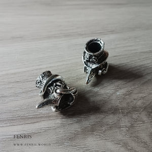 beard braid beads silver plague doctor