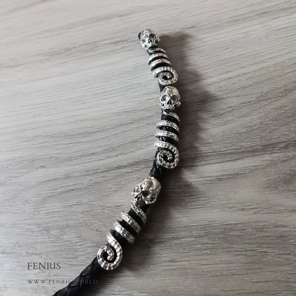 beard braid beads silver skulls